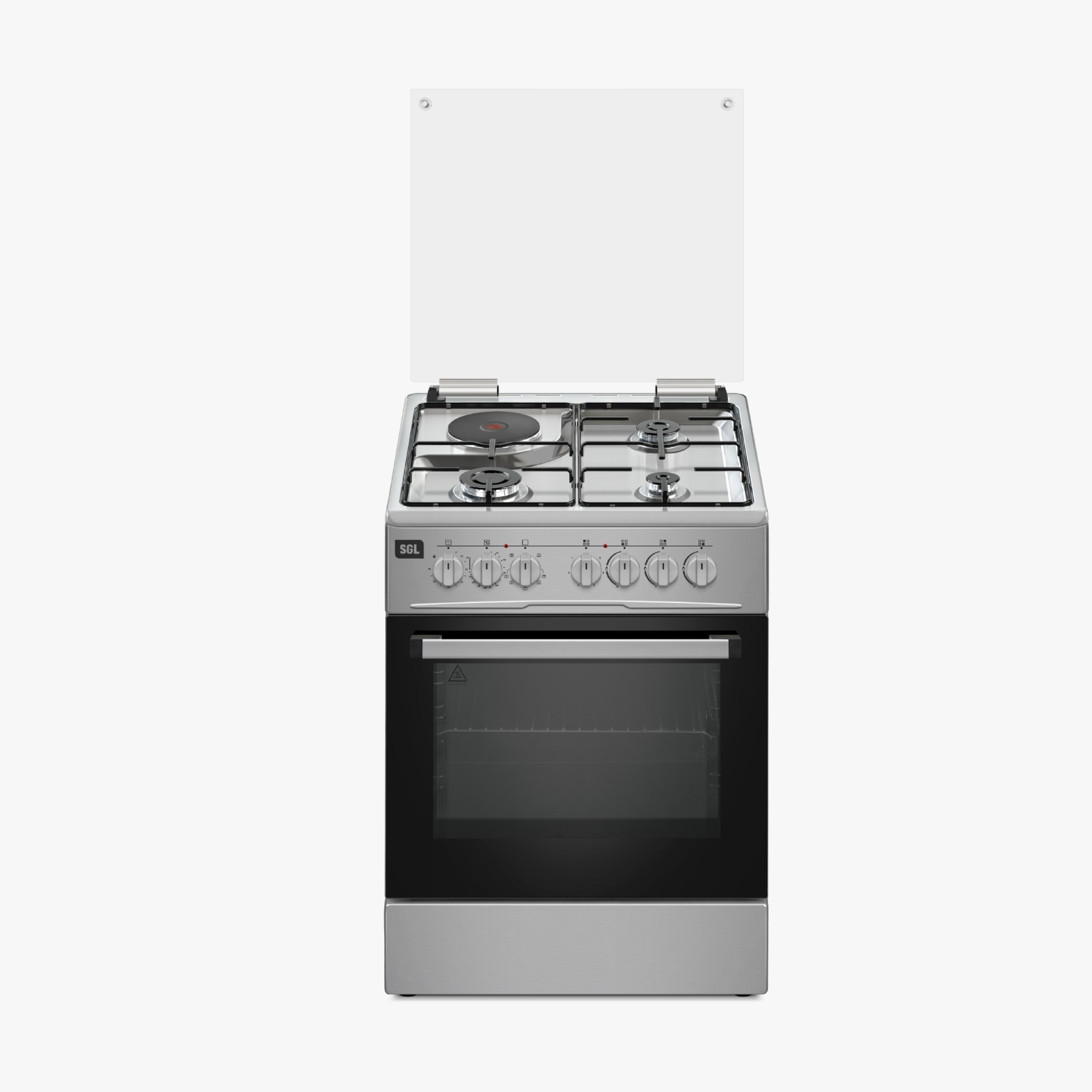 SGL 60x60 Free Standing Cooker – 3 Gas Burners + 1 Electric, 70L Electric Oven